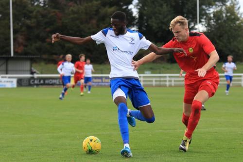 Enfields Muhammadu Faal (L) and Mersthams James Richmond