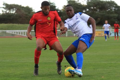 Mersthams Ellis Brown (L) and Enfields Ken Charles