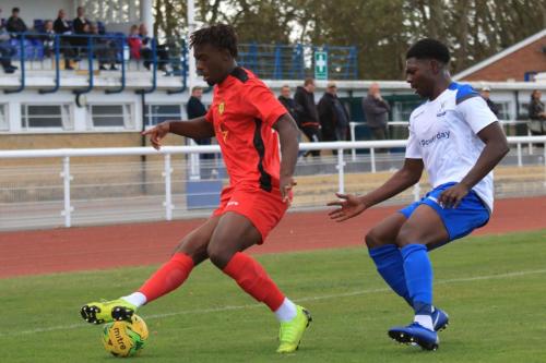 Mersthams Sinnkaye Christie (L) and Enfields Charles Brown