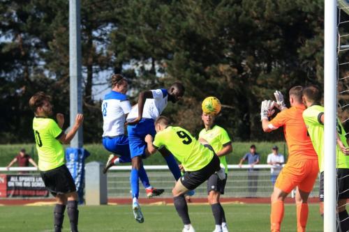 Muhammadu Faal (white, R) puts Enfield 2-1 up