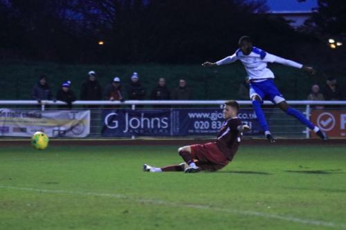 Muhammadu Faal scores the first Enfield goal