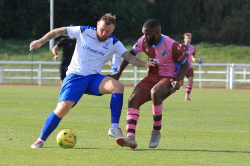 Enfields Billy Bricknell (L) and Casuals Juevan Spencerx