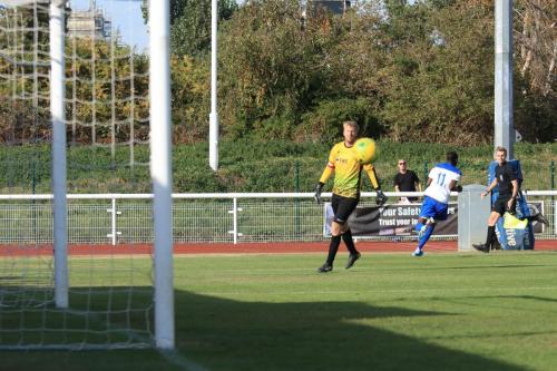 Muhammadu Faal is celebrating long before his lob reaches the goal