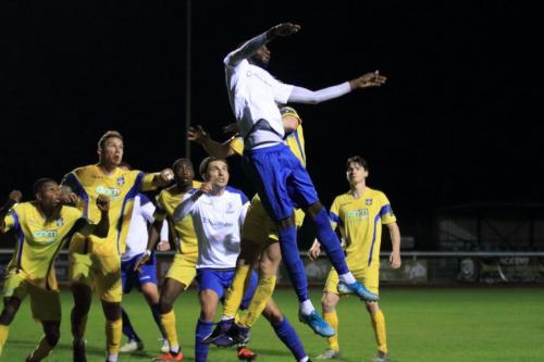 Enfields Muhammadu Faal challenges for a long throw