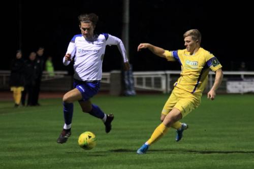 Enfields Sam Youngs (L) and Stortfords Alfie Mason