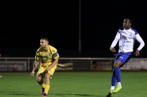 Stortfords Ben Sampayo (L) and Enfields Ken Charles