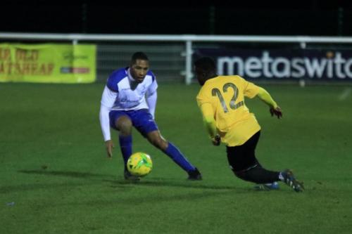 Enfields James Mulley (L) and Broadfields Damien Cruickshank