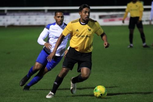 Enfields James Mulley (L) and Broadfields Jordan Goode-Keeley