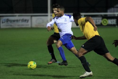 Enfields James Mulley and Broadfields Deen Gardner and Jordan Goode-Keeley (R)