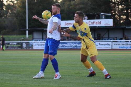 Enfields Billy Bricknell (L) and Stortfords Ryan Henshaw