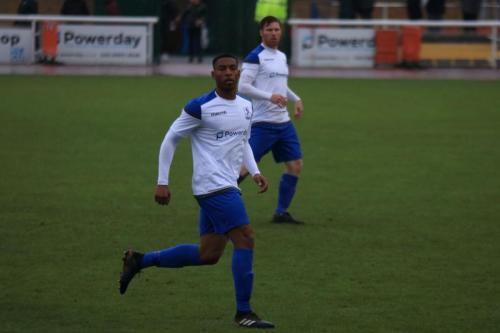 Enfields Jon Muleba (front) and Marc Weatherstone