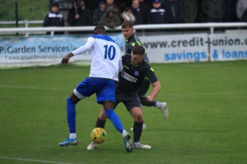 Enfields Muhammadu Faal (10) challenged by Sam Barder