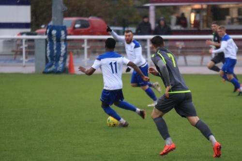 Enfields Samson Esan (11) lays the ball off to Billy Bricknell