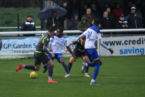Enfields Samson Esan (white, L) and Muhammadu Faal and Thatchams George Jeacock (L) and Matt Partridge