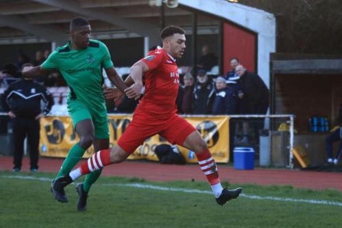 Enfields Shaun Okojie (L) and Hornchurchs Nathan Cooper