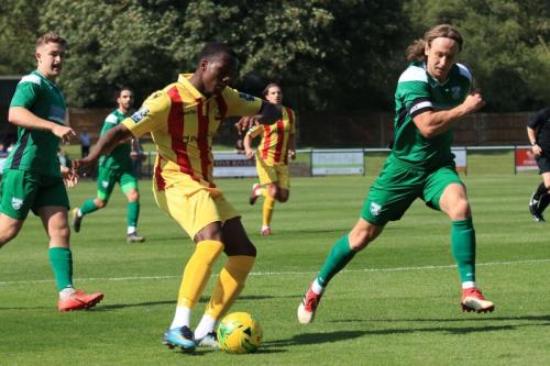 Enfields Ken Charles and Leatherheads Will Salmon (R) and Charlie Hester-Cook
