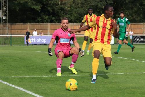Enfields Ken Charles looks for options as he keeps the ball in play