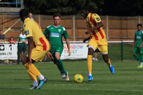 Enfields Muhammadu Faal (R) and Ken Charles and Leatherheads Craig McGee