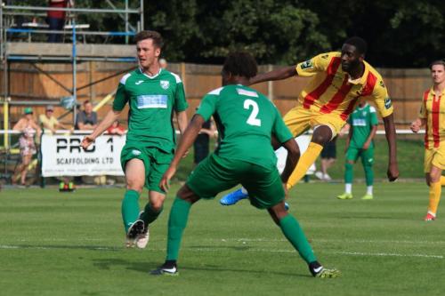 Enfields Muhammadu Faal shoots narrowly over the bar