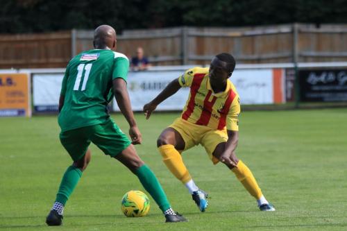 Leatherheads John Ufuah (L) and Enfields Ken Charles