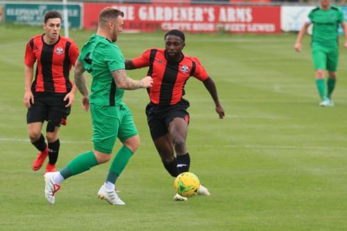 Enfields Billy Bricknell and Lewes Charlie Coppola (L) and Michael Dome-Bemwin