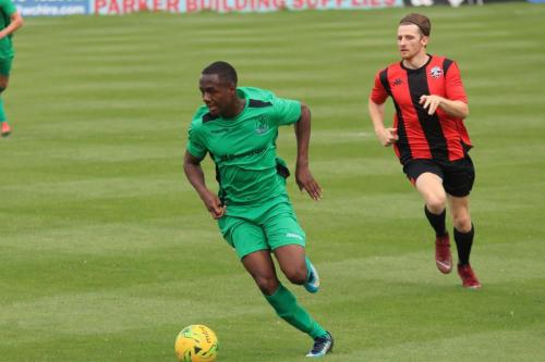 Enfields Ken Charles (L) and Lewes Kieron Pamment