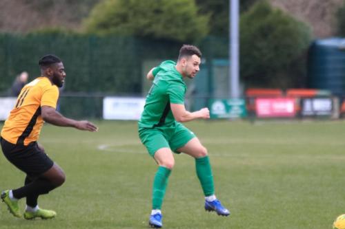 Mersthams Calvin Ekpiteta (L) and Enfields Lyle Della-Verde