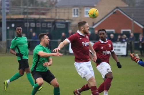Enfields Ken Charles (L) and Lyle Della-Verde and Potters Bars James Budden and Kieron Cathline (R)