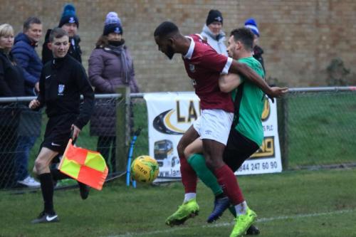 Potters Bars Dwight Pascal (L) and Enfields Lyle Della-Verde