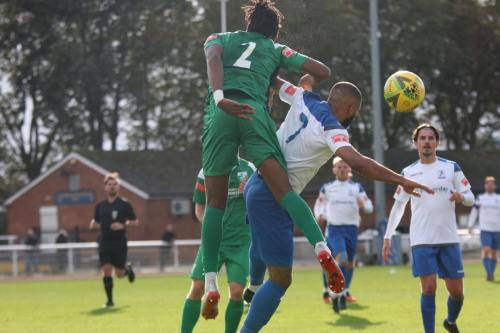 Leatherhead's Crossley Lema (L) wins a challenge against Jared Small
