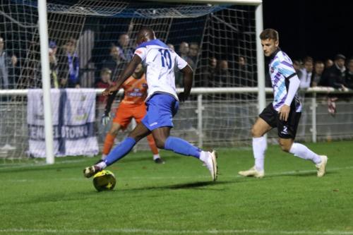 Enfield's Percy Kiangebeni (10) and Margate's Jack Richards