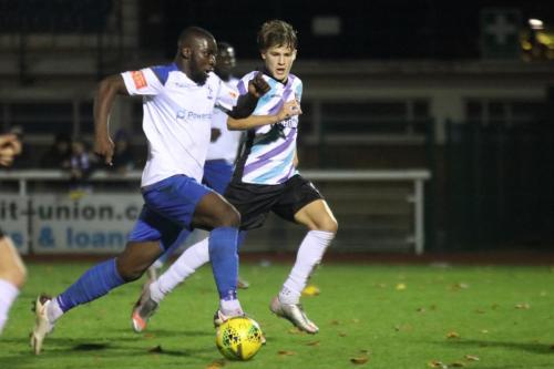 Enfield's Percy Kiangebeni (L) and Margate's Archie Burnett