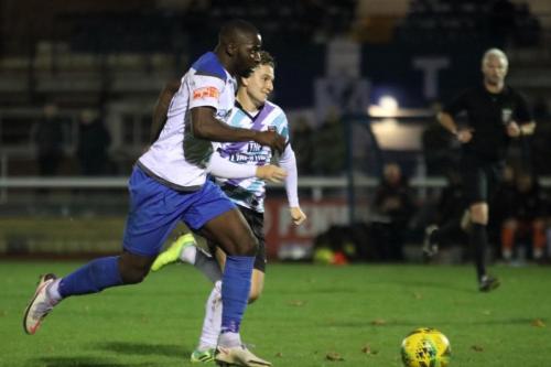 Enfield's Percy Kiangebeni (L) and Margate's Freddie Moncur