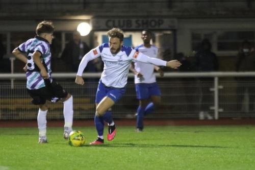 Enfield's Scott Thomas (R) and Margate's Archie Burnett