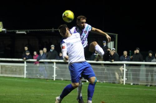Margate's Liam Friend (R) challenges Billy Bricknell