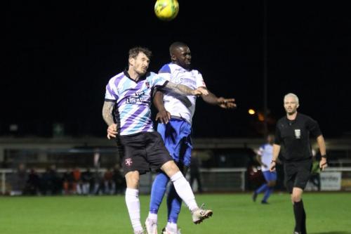 Margate's Reece Prestedge (L) and Enfield's Percy Kiangebeni