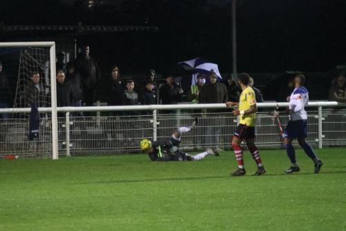 Kingstonian keeper Rob Tolfrey saves