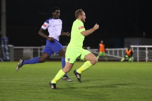 Enfield's Jeremiah Gyebi (L) and Maldon's Adam Vyse