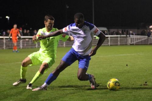 Maldon's Sam Cornish (L) and Enfield's Percy Kiangebeni