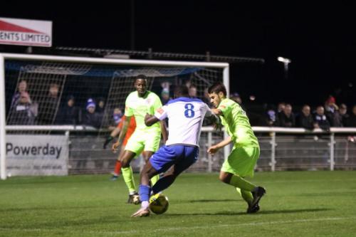 Enfield's Percy Kiangebeni (8) and Maldon's Sam Cornish