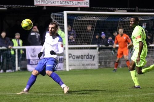 Enfield's Billy Bricknell (L) and Maldon's Kojo Owotwi