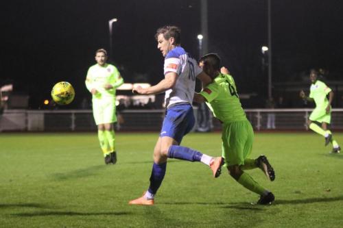 Enfield's Adam Cunnington (L) and Maldon's Sam Cornish