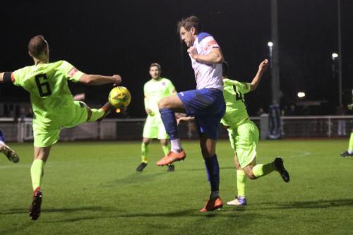 Maldon's Martyn Stokes (L) and Sam Cornish and Enfield's Adam Cunnington
