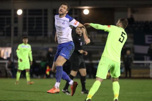 Enfield's Adam Cunnington (L) and Maldon's Joseph Turpin