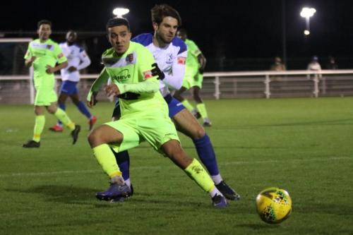 Maldon's Hamza Kaid (L) and Enfield's Josh Urquhart