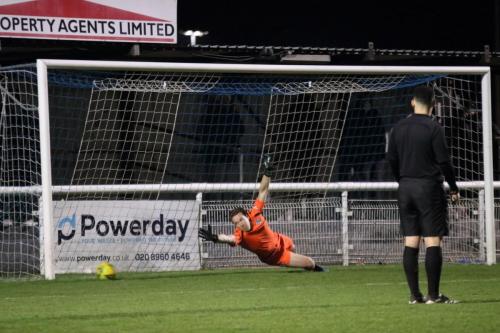 Sam Hatton's opening penalty for Enield beats Ben McNamara but hits the post