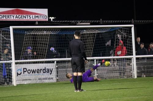 Shomari Barnwell's penalty puts Maldon ahead 0-1