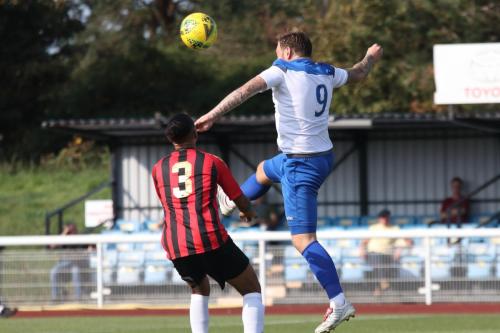 Lewes' Leon Redwood (3) and Enfield's Billy Bricknell