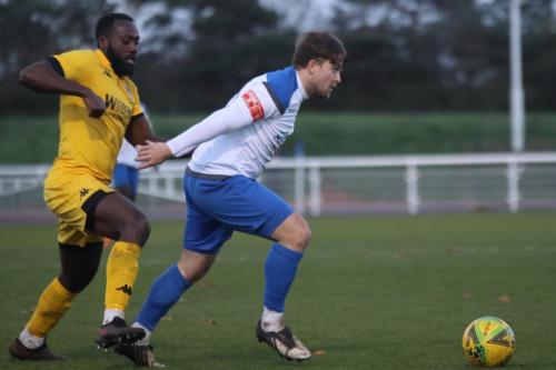 Enfield's Lewis Taaffe and Ramsgate's Jerald Aboagye (L)