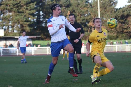 Enfield's Sam Youngs (L) and Ramsgate's Theo White